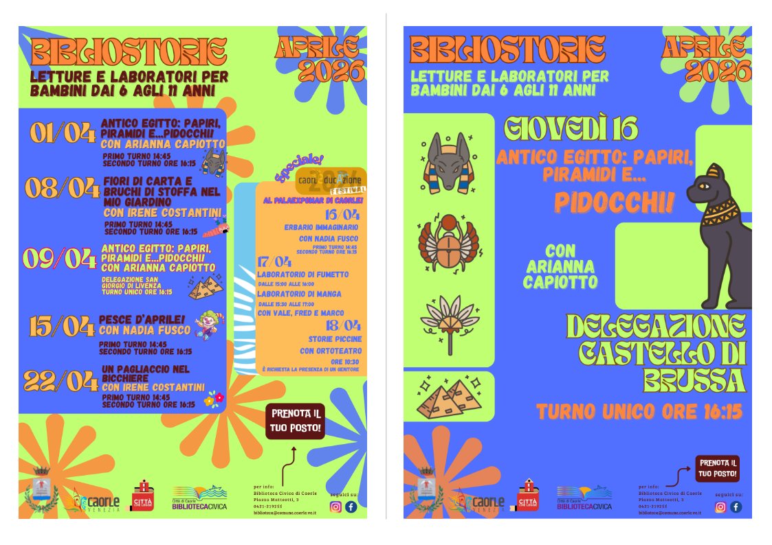 CAORLE | BIBLIOSTORIE: appuntamenti Aprile '26
