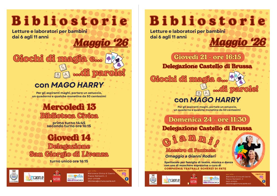 CAORLE | BIBLIOSTORIE: appuntamenti maggio '26