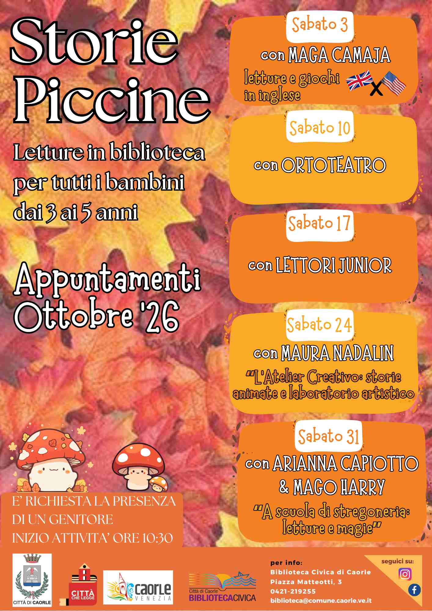 CAORLE | STORIE PICCINE: appuntamenti ottobre '26