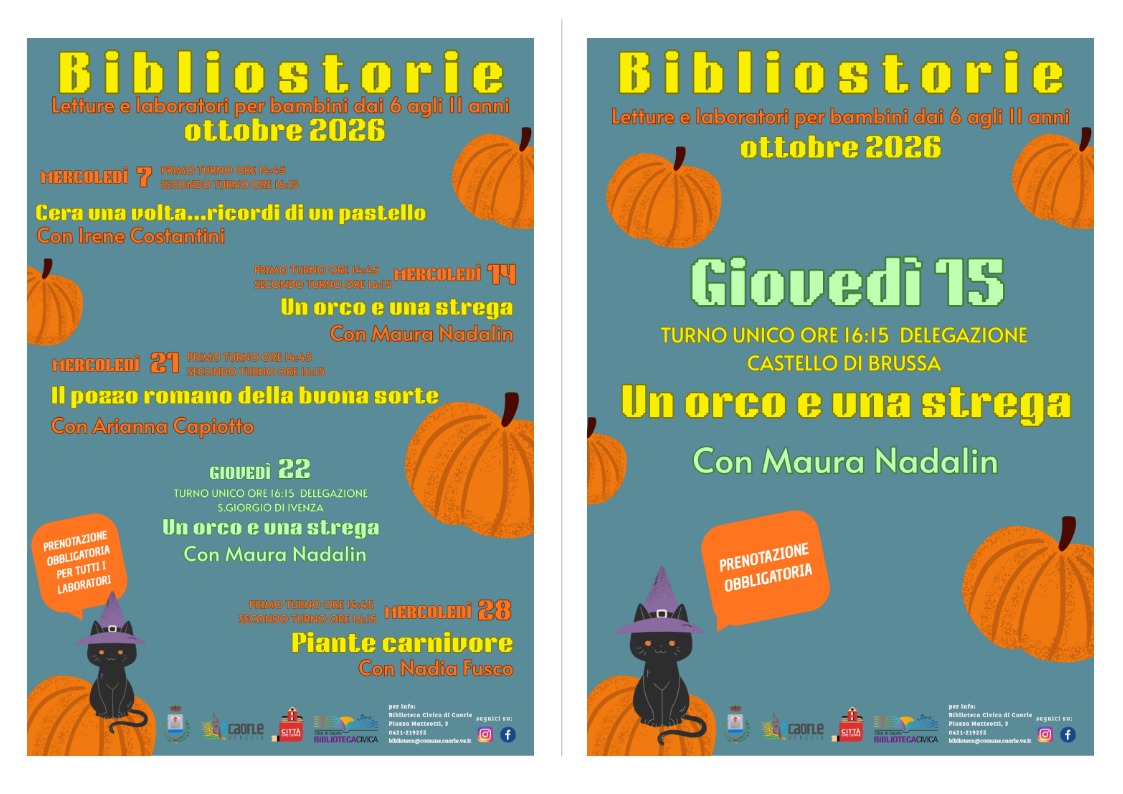 CAORLE | BIBLIOSTORIE: appuntamenti ottobre 2026